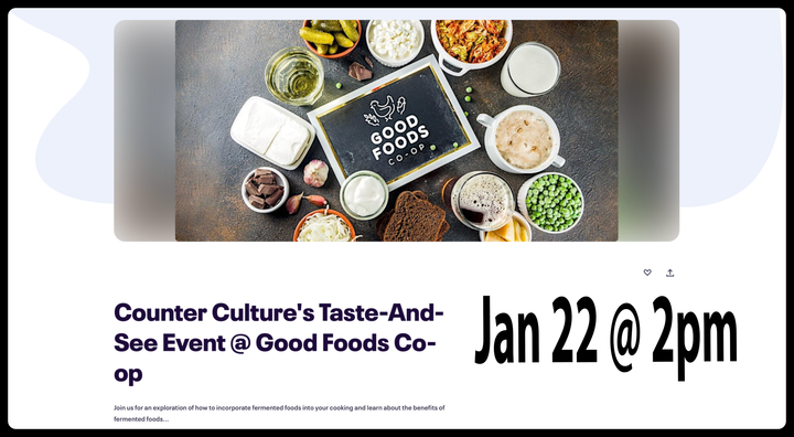 Counter Culture's Taste-And-See Event @ Good Foods Co-op